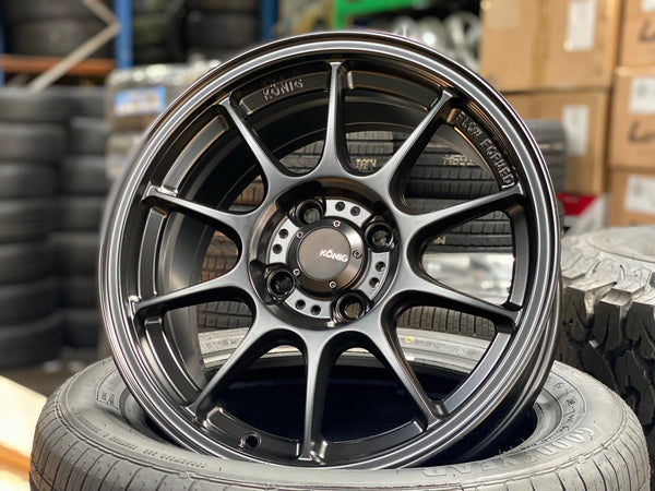 New 15X7.5 ET35 Konig Dekagram Rim (4 wheel) Matt Black 4X100