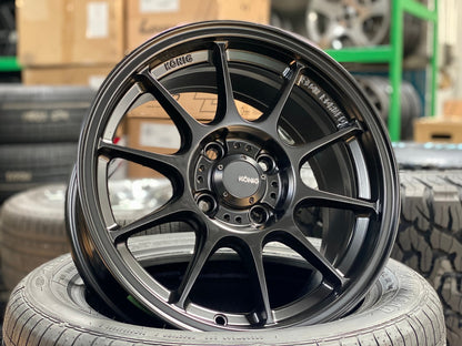 New 15X7.5 ET35 Konig Dekagram Rim (4 wheel) Matt Black 4X100