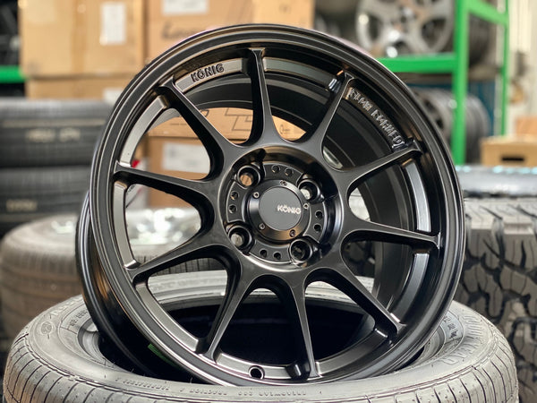New 15X7.5 ET35 Konig Dekagram Rim (4 wheel) Matt Black 4X100