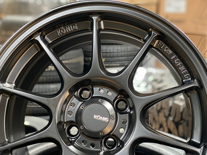 New 15X7.5 ET35 Konig Dekagram Rim (4 wheel) Matt Black 4X100