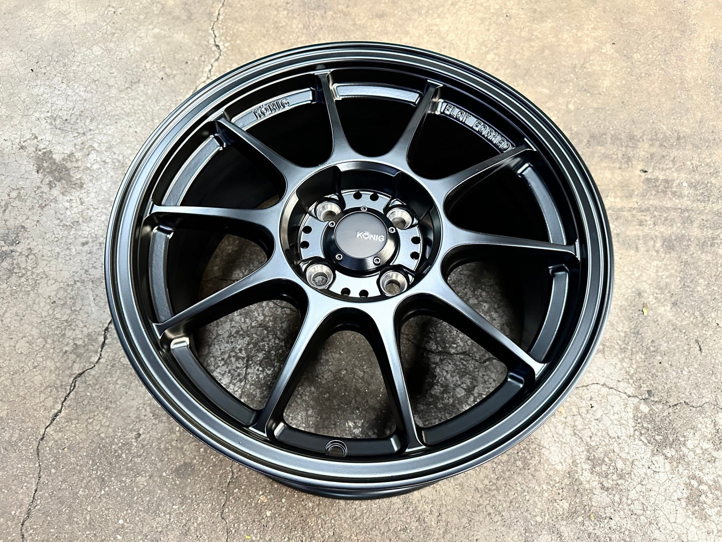New 16X7.5 ET38 Konig Dekagram Rim (4 wheel) Matt Black 4X100