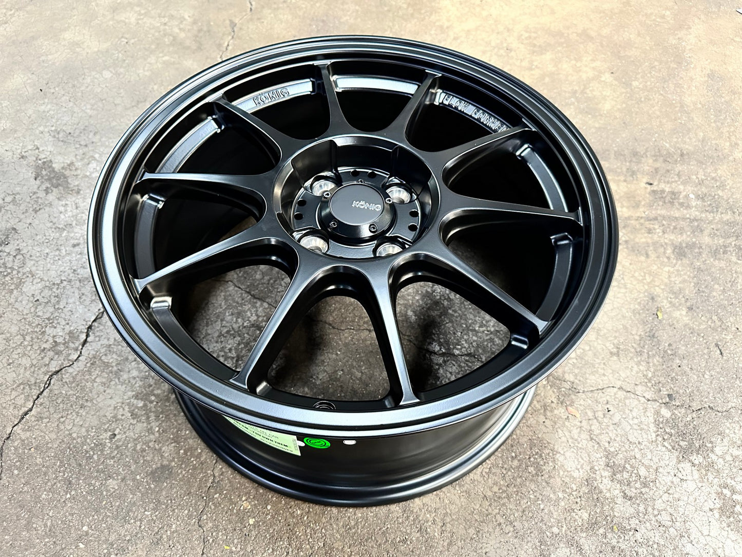 New 16X7.5 ET38 Konig Dekagram Rim (4 wheel) Matt Black 4X100