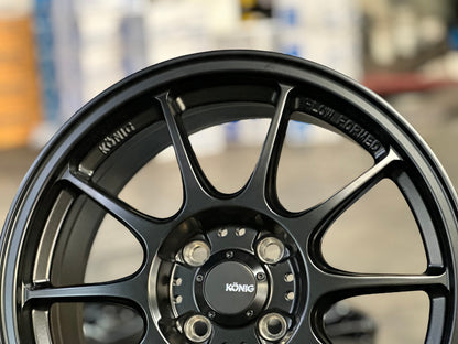 New 16X7.5 ET38 Konig Dekagram Rim (4 wheel) Matt Black 4X100