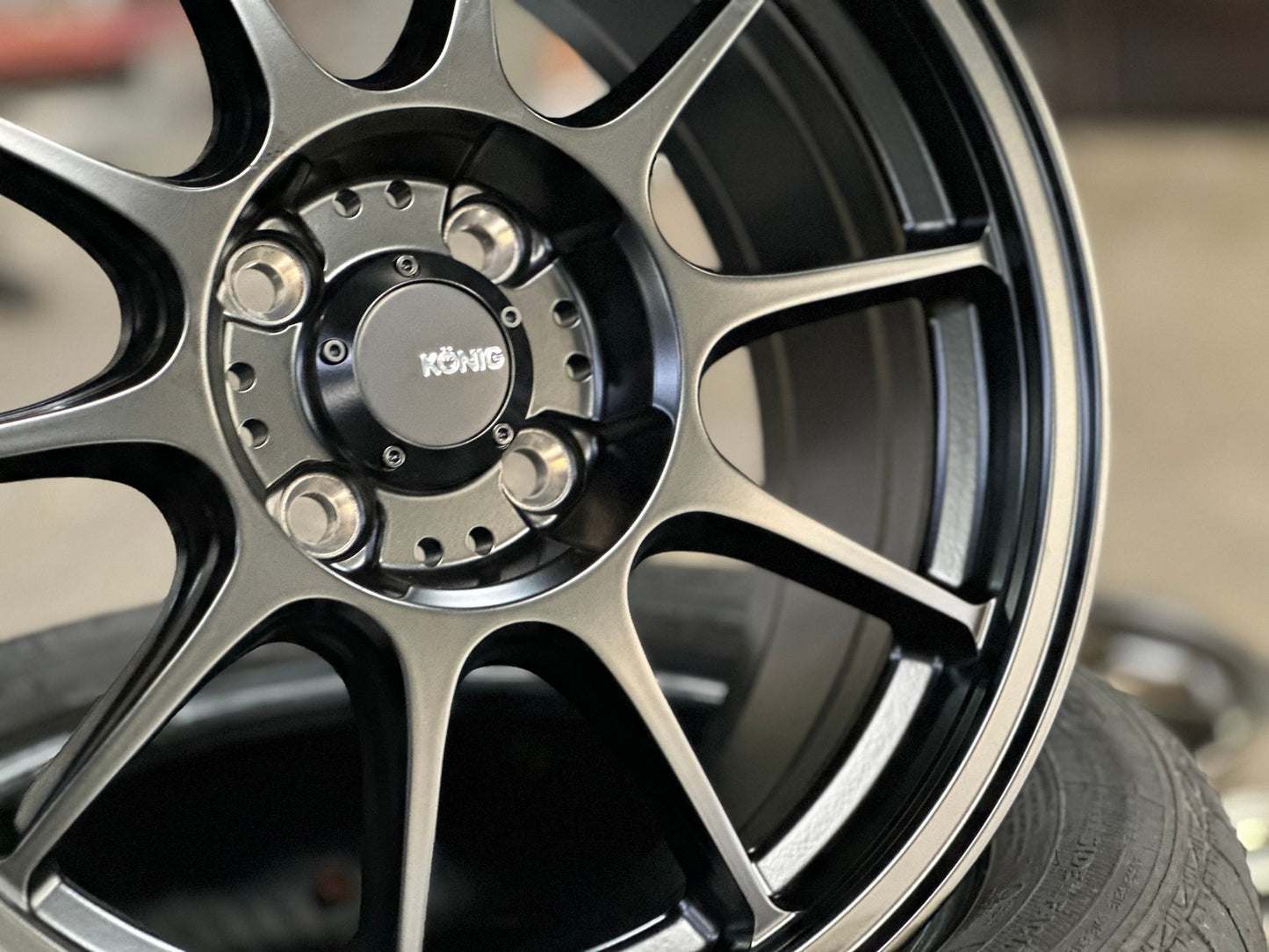 New 16X7.5 ET38 Konig Dekagram Rim (4 wheel) Matt Black 4X100