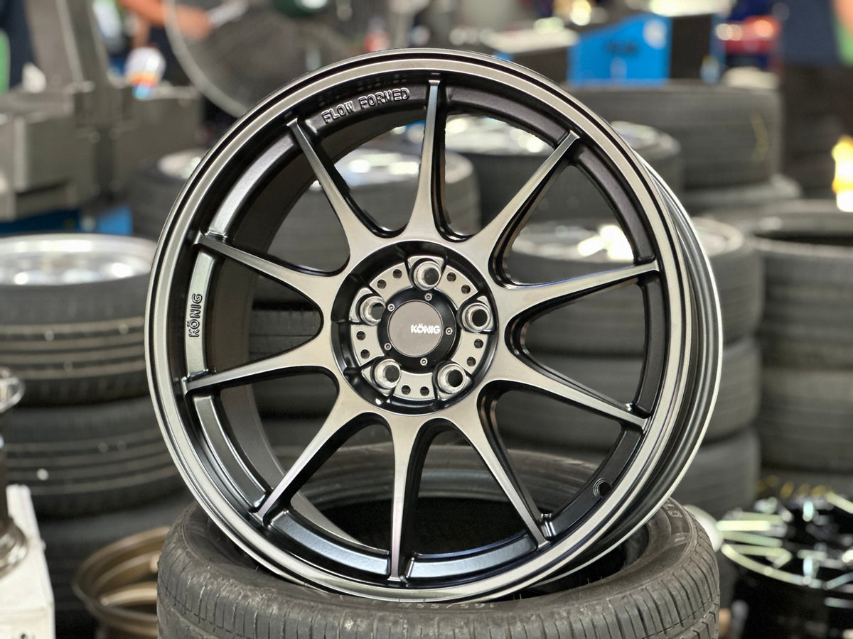 New 18X8.5 ET44 Konig Dekagram Rim (4 wheel) Matt Black 5X100