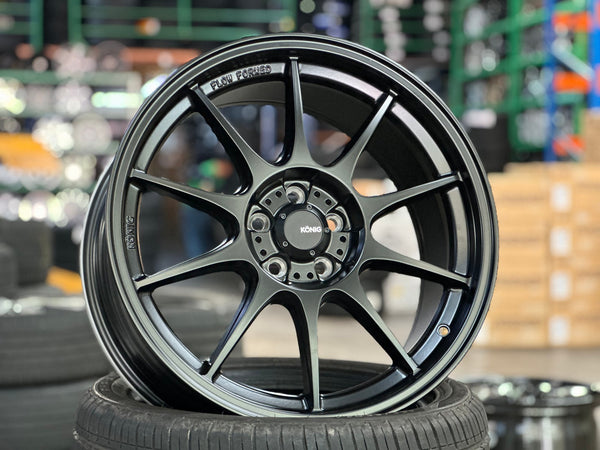 New 18X8.5 ET44 Konig Dekagram Rim (4 wheel) Matt Black 5X100