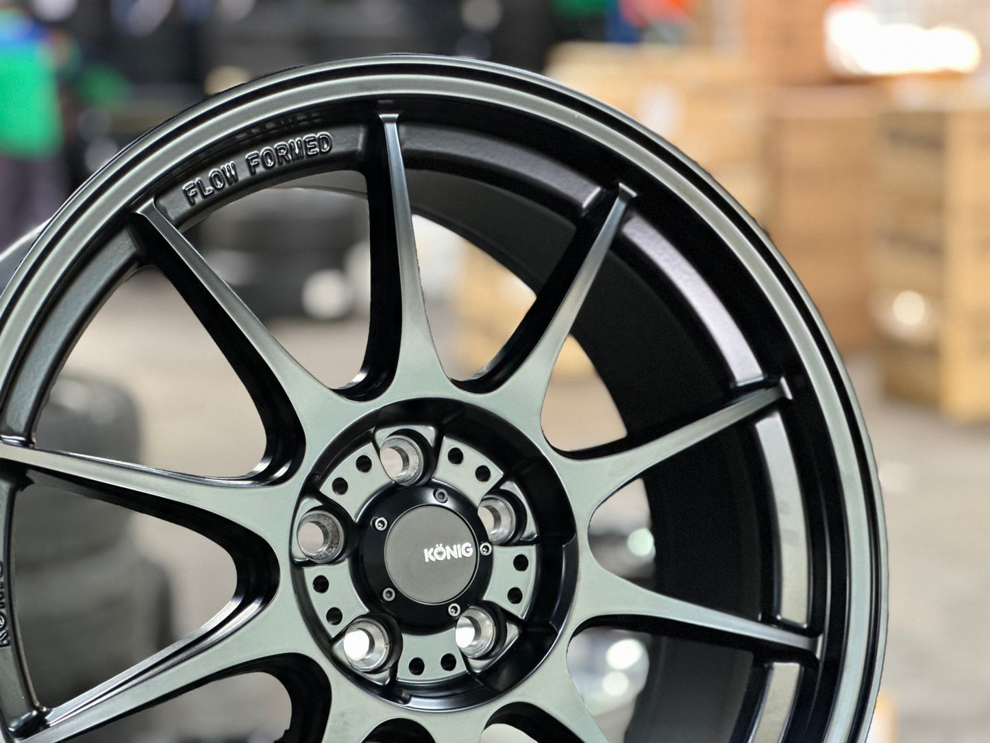 New 18X8.5 ET44 Konig Dekagram Rim (4 wheel) Matt Black 5X100