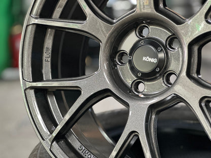 New 18X8.5 ET43 Konig Ampliform Rim (4 wheel) Gloss Gunmetal 5X108