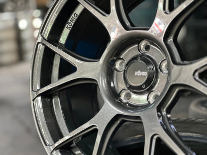 New 18X8.5 ET43 Konig Ampliform Rim (4 wheel) Gloss Gunmetal 5X112