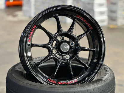 New 15X7 ET35 Advanti Tallo Rim (4 wheel) Gloss Black 4X100