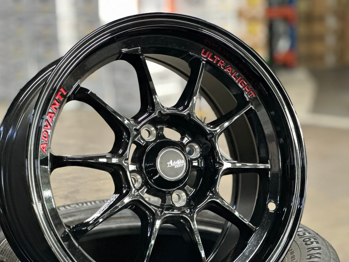 New 15X7 ET35 Advanti Tallo Rim (4 wheel) Gloss Black 4X100