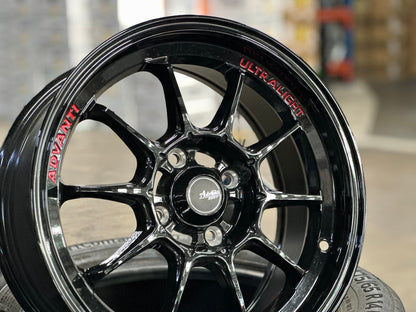 New 15X7 ET35 Advanti Tallo Rim (4 wheel) Gloss Black 4X100