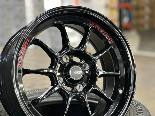 New 15X7 ET35 Advanti Tallo Rim (4 wheel) Gloss Black 4X100