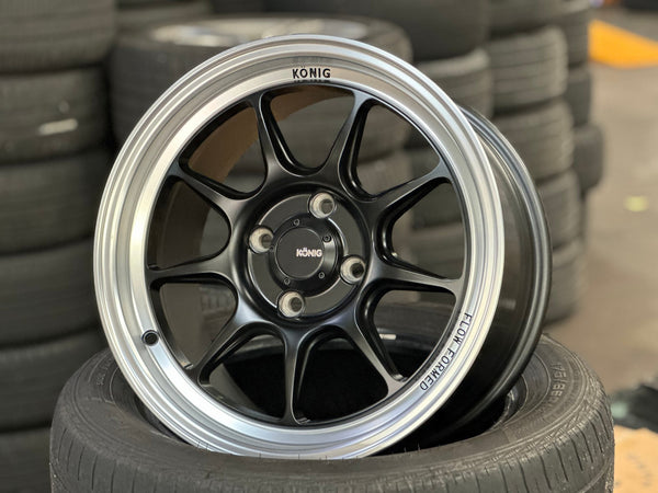 New 15X7.5 ET35 Konig Countergram Rim (4 wheel) Matt Black 4X100