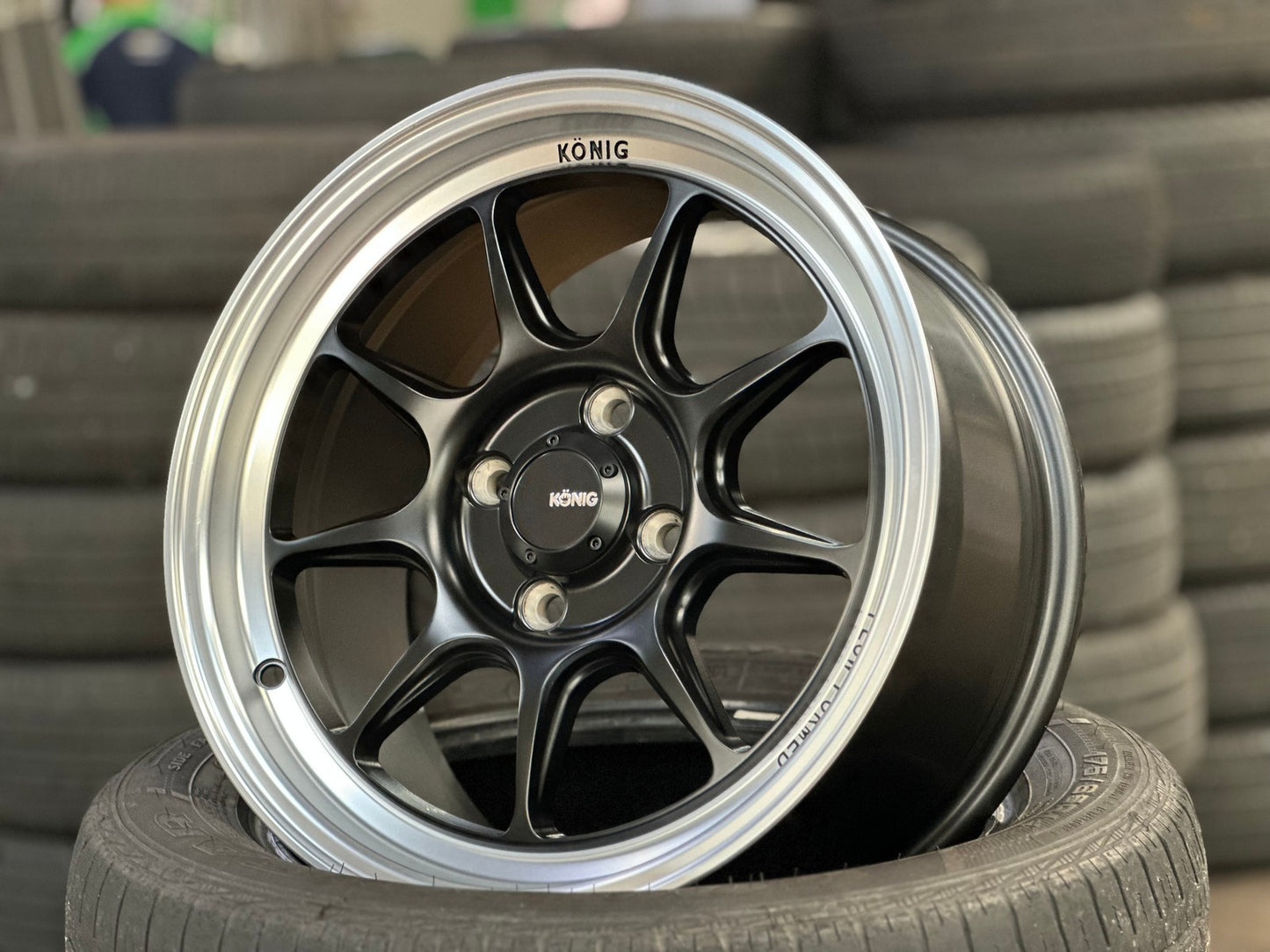 New 15X7.5 ET35 Konig Countergram Rim (4 wheel) Matt Black 4X100