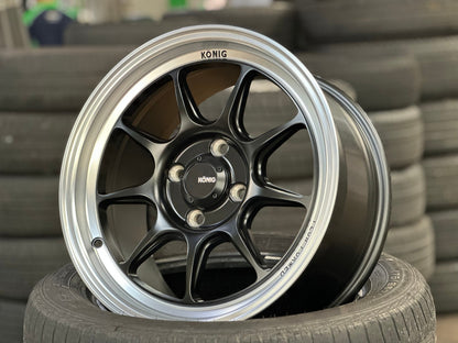 New 15X7.5 ET35 Konig Countergram Rim (4 wheel) Matt Black 4X100