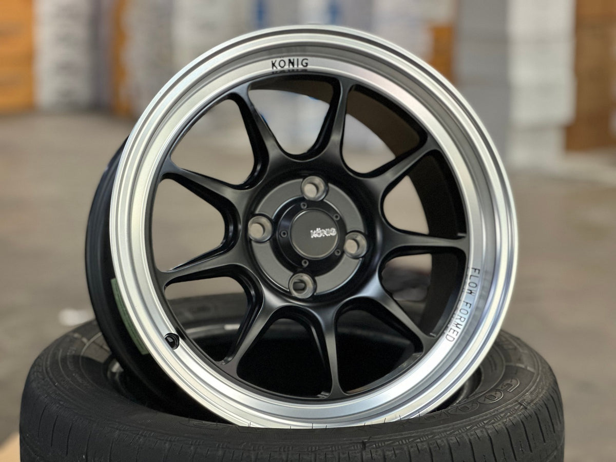 New 15X7.5 ET35 Konig Countergram Rim (4 wheel) Matt Black 4X100