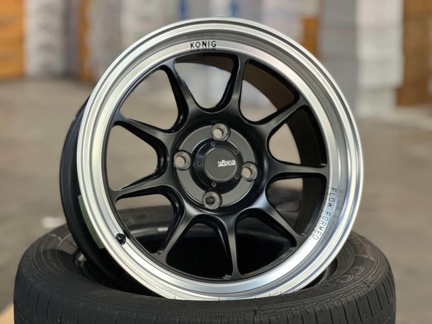 New 15X7.5 ET35 Konig Countergram Rim (4 wheel) Matt Black 4X100