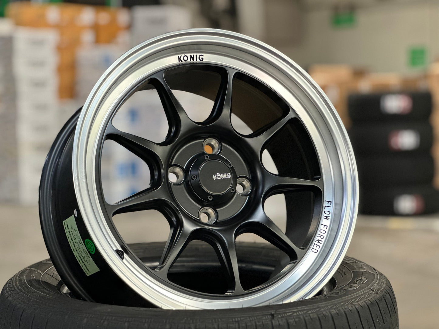 New 15X7.5 ET35 Konig Countergram Rim (4 wheel) Matt Black 4X100