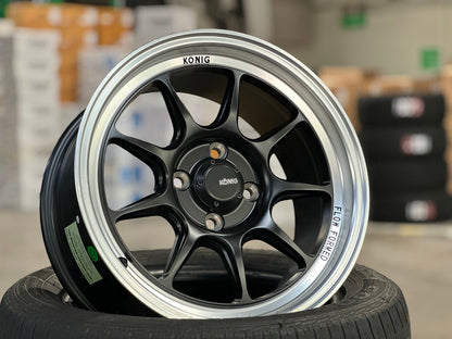 New 15X7.5 ET35 Konig Countergram Rim (4 wheel) Matt Black 4X100