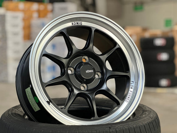 New 15X7.5 ET35 Konig Countergram Rim (4 wheel) Matt Black 4X100