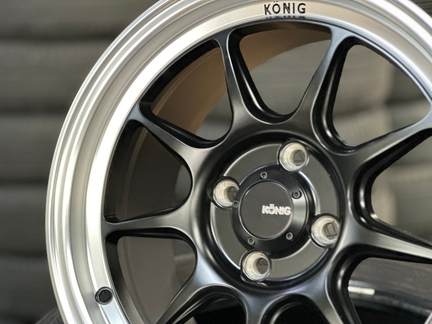 New 15X7.5 ET35 Konig Countergram Rim (4 wheel) Matt Black 4X100