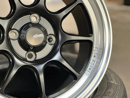 New 15X7.5 ET35 Konig Countergram Rim (4 wheel) Matt Black 4X100