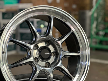 New 18X8.5 ET35 Konig Countergram Rim (4 wheel) Gloss Silver 5X114.3