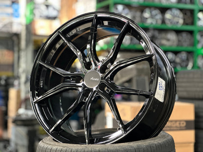 New 19X8.5 ET45 Advanti Hybris Rim (4 wheel) Gloss Black 5X114.3
