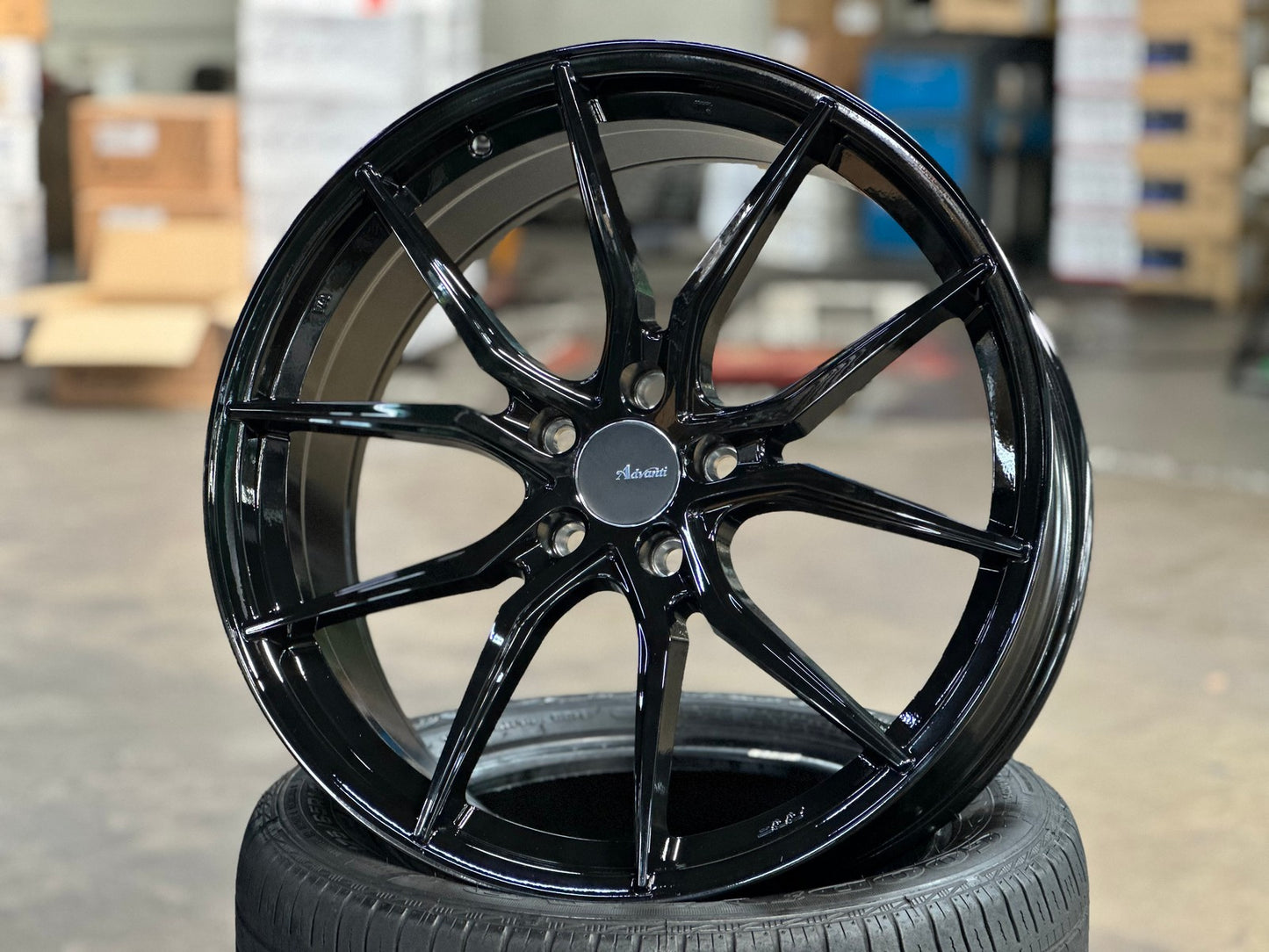 New 20X8.5 ET40 Advanti Hybris Rim (4 wheel) Gloss Black 5X114.3