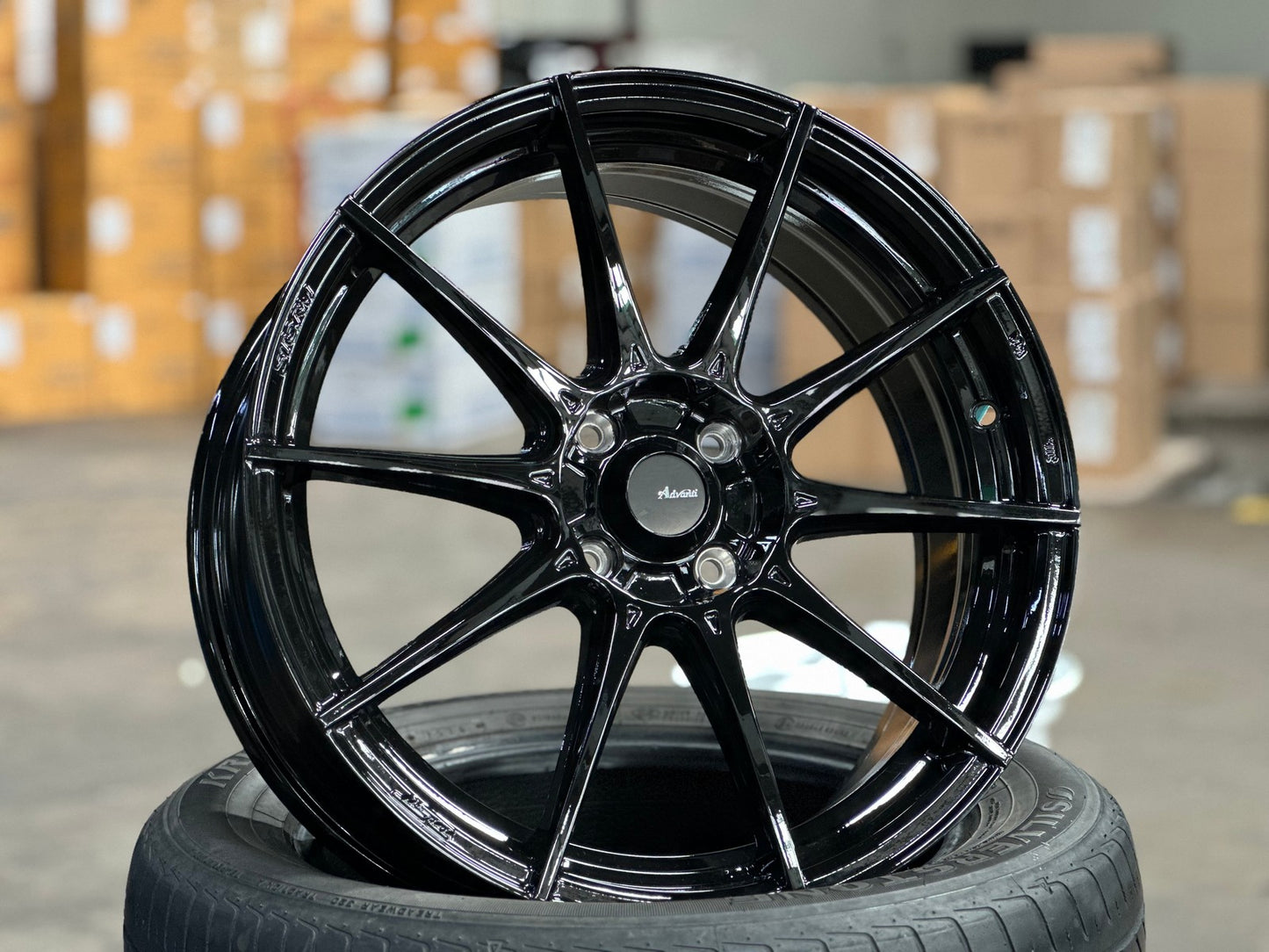 New 17X7 ET40 Advanti Storm S1 Rim (4 wheel) Gloss Black 4X100