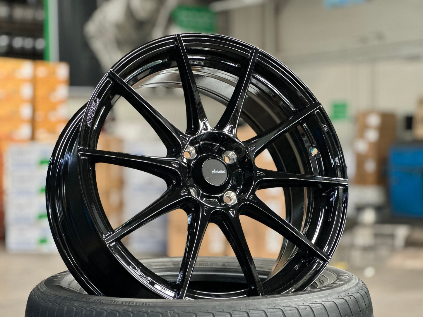 New 17X7 ET40 Advanti Storm S1 Rim (4 wheel) Gloss Black 4X100