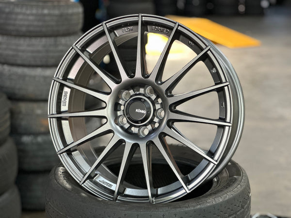 New 18X8 ET45 Konig Rennform Rim (4 wheel) Matt Gunmetal 5X112