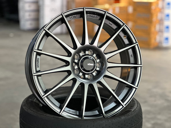 New 18X8 ET45 Konig Rennform Rim (4 wheel) Matt Gunmetal 5X112