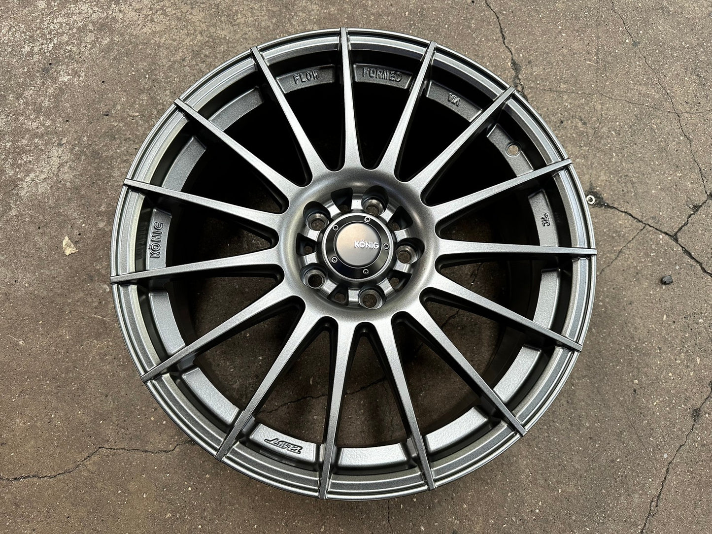 New 18X8 ET45 Konig Rennform Rim (4 wheel) Matt Gunmetal 5X112