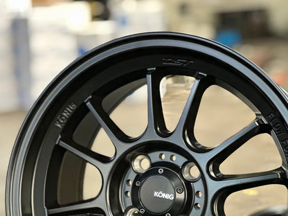 New 15X7.5 ET35 Konig Hypergram Rim (4 wheel) Matt Black 4X100