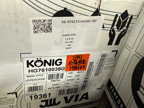 New 16X7.5 ET38 Konig Hypergram Rim (4 wheel) Matt Gun Metal 4X100