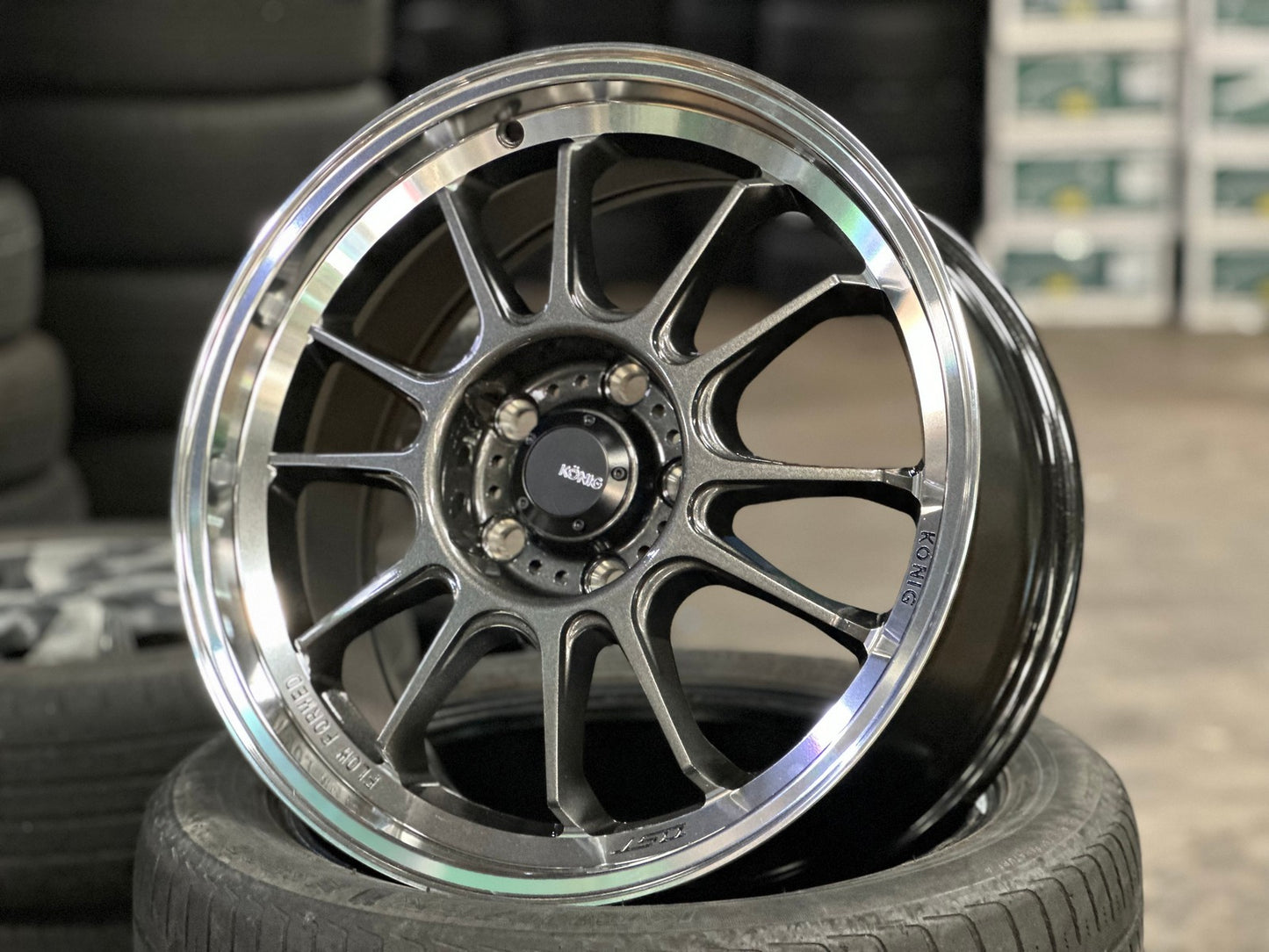 New 17X8 ET45 Konig Hypergram Rim (4 wheel) Gloss Gunmetal 5X114.3