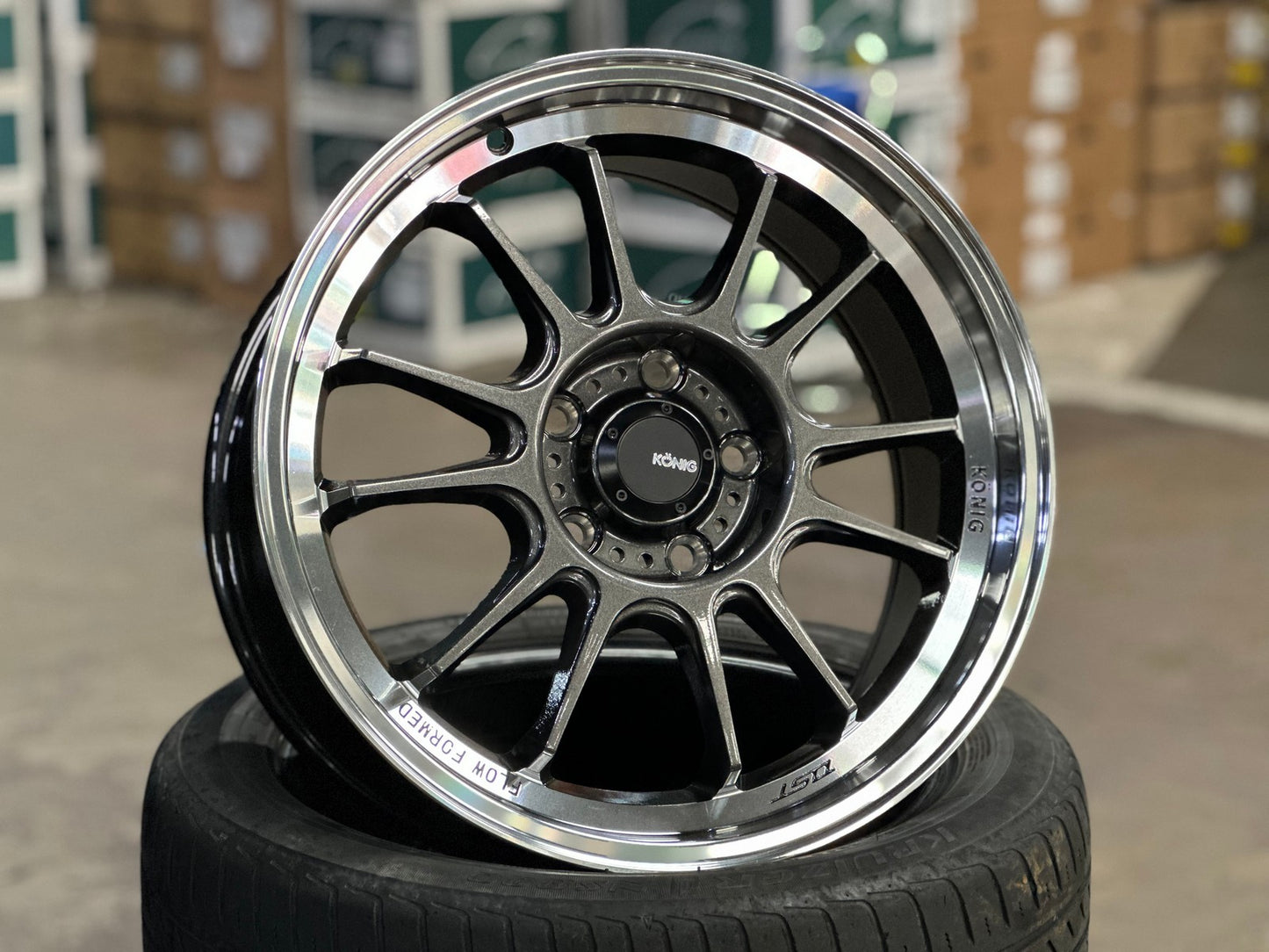 New 17X8 ET45 Konig Hypergram Rim (4 wheel) Gloss Gunmetal 5X114.3