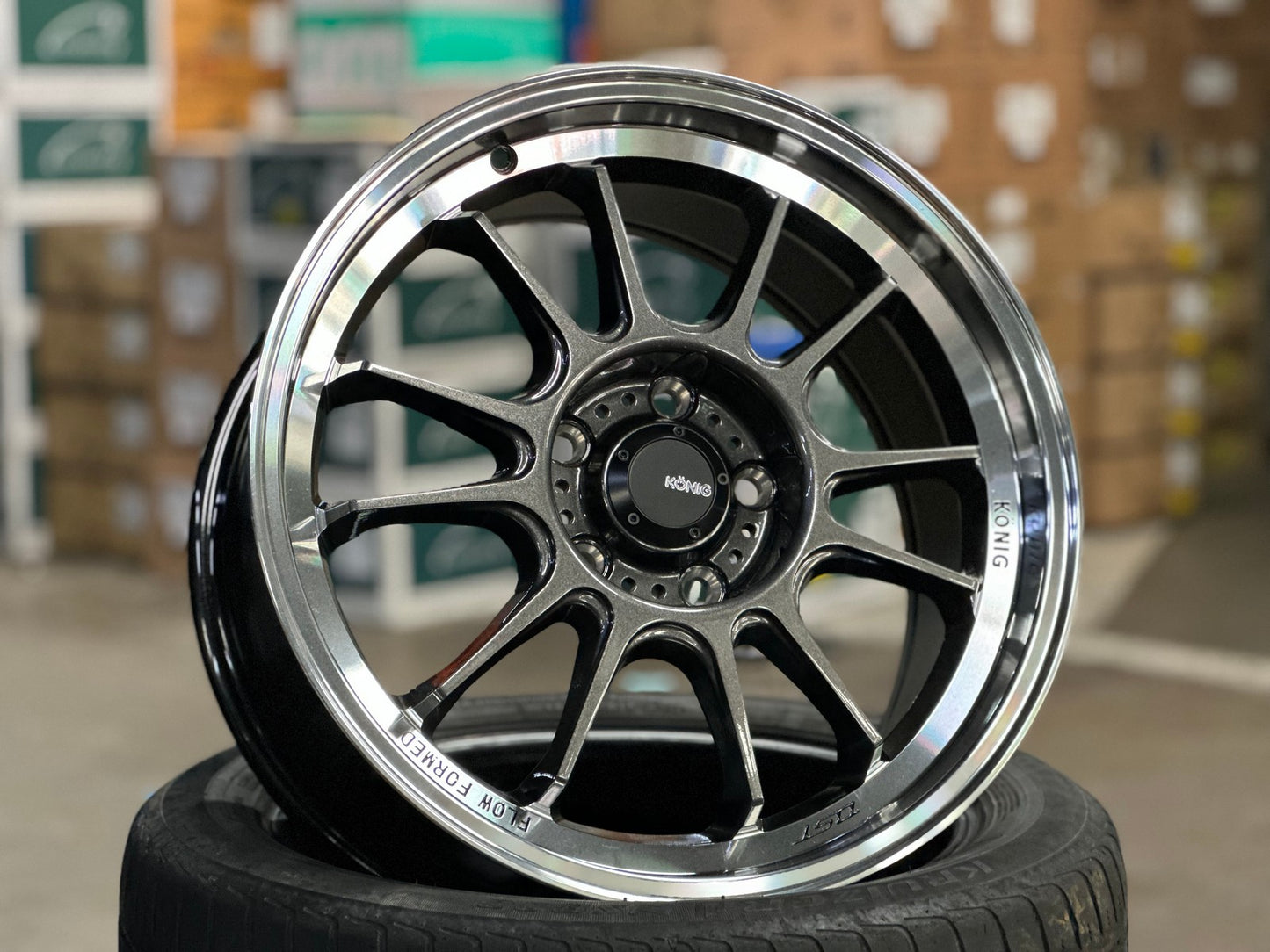 New 17X8 ET45 Konig Hypergram Rim (4 wheel) Gloss Gunmetal 5X114.3
