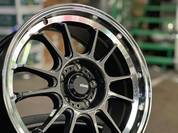 New 17X8 ET45 Konig Hypergram Rim (4 wheel) Gloss Gunmetal 5X114.3