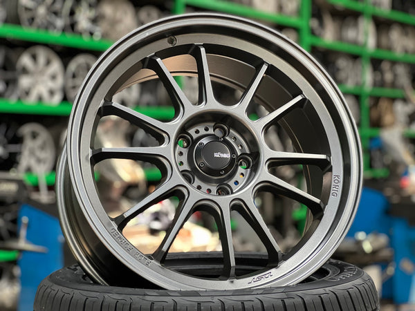 New 18X8.5 ET35 Konig Hypergram Rim (4 wheel) Matt Gunmetal 5X114.3