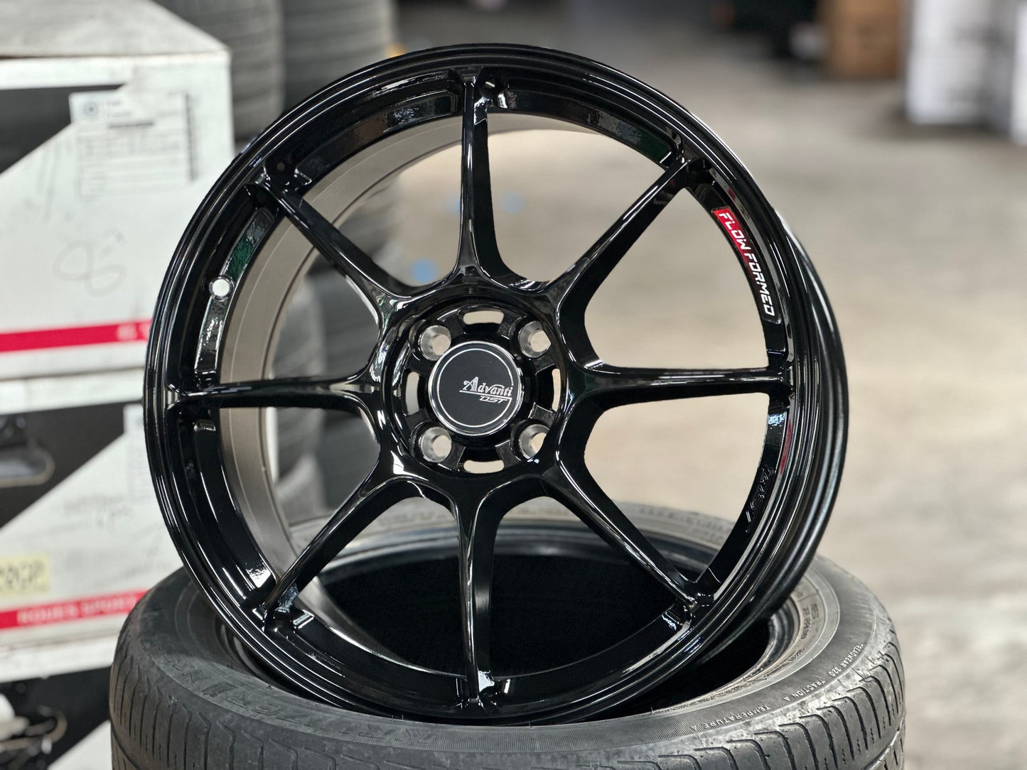 New 17X7.5 ET40 Advanti Blizzard Rim (4 wheel) Gloss Black 4X100