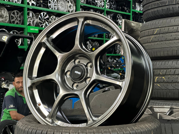 New 17X8 ET38 Konig Ultragram Rim (4 wheel) Dark Gunmetal 5X100