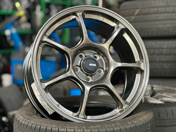 New 17X8 ET38 Konig Ultragram Rim (4 wheel) Dark Gunmetal 5X100