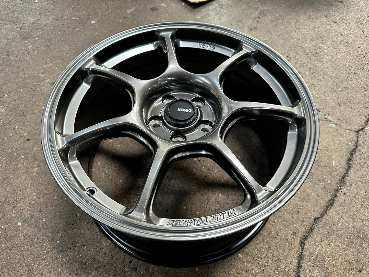 New 17X8 ET38 Konig Ultragram Rim (4 wheel) Dark Gunmetal 5X100