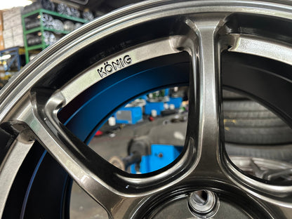 New 18X8.5 ET35 Konig Ultragram Rim (4 wheel) Gloss Gunmetal 5X114.3