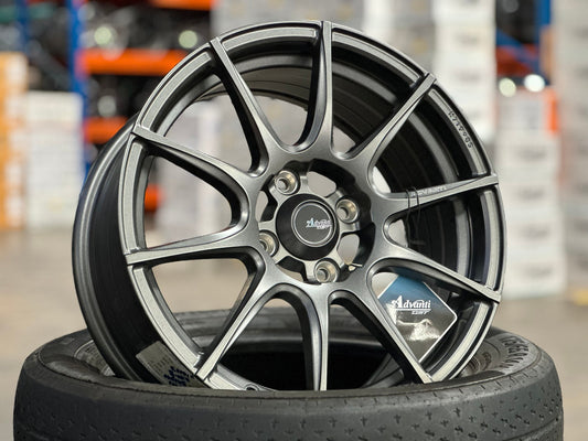 New 15X7 ET35 Advanti Proto Rim (4 wheel) Matt Gunmetal 4X100