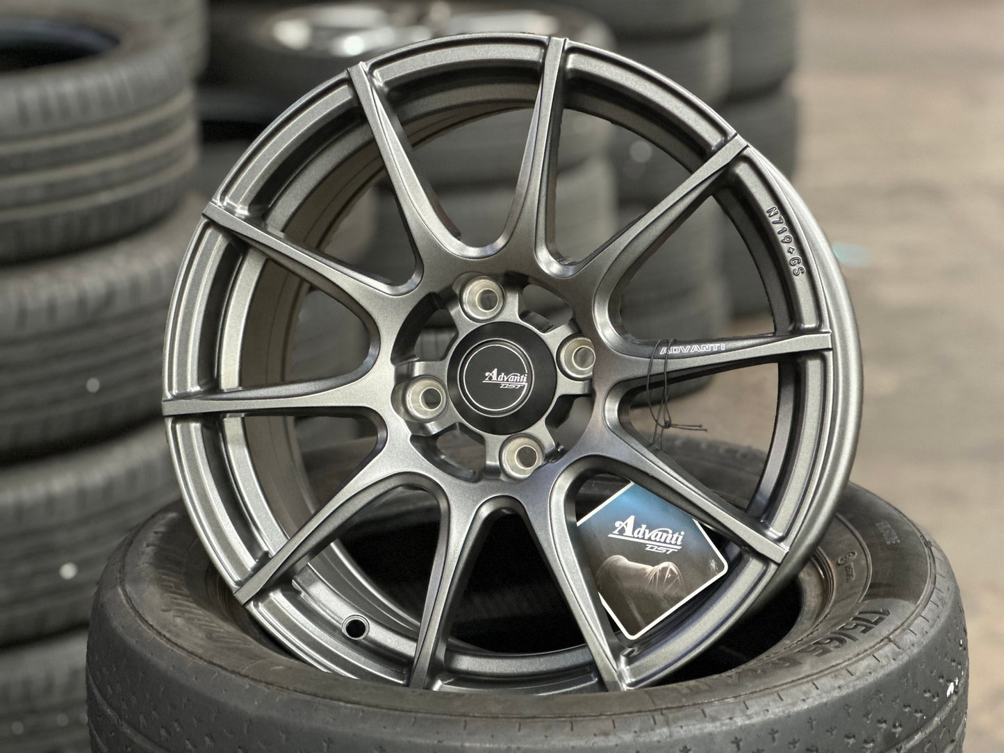 New 15X7 ET35 Advanti Proto Rim (4 wheel) Matt Gunmetal 4X100