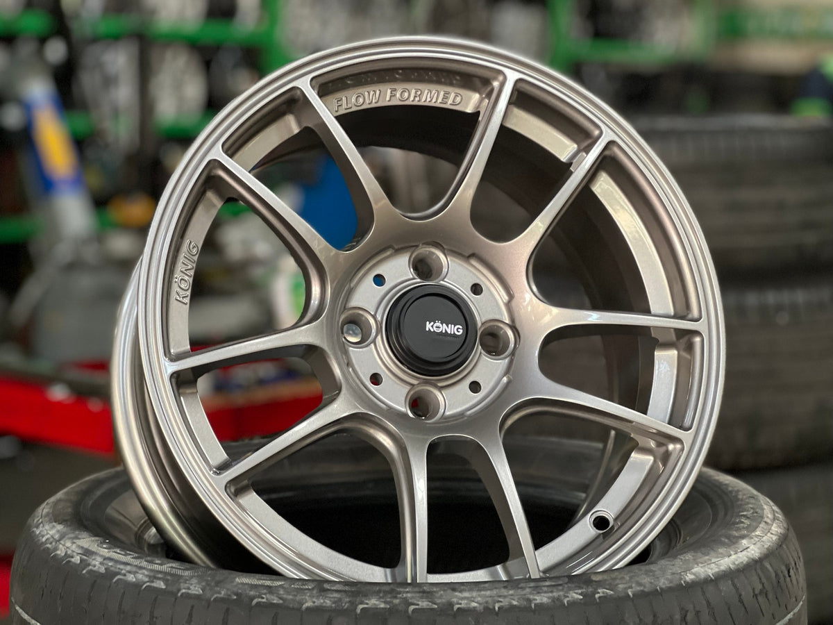 New 15X7 ET35 Konig Heliogram Rim (4 wheel) Gloss Gunmetal 4X100